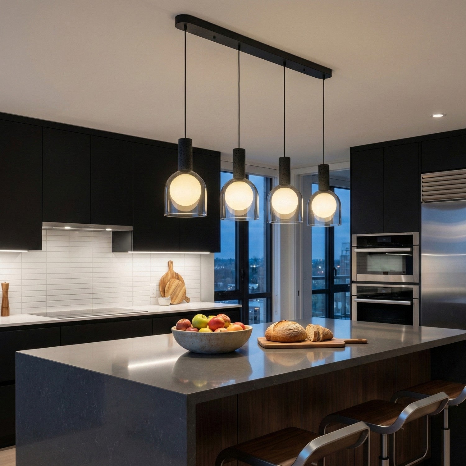 Artcraft - SC13384BK - Four Light Island Pendant - Juna - Black