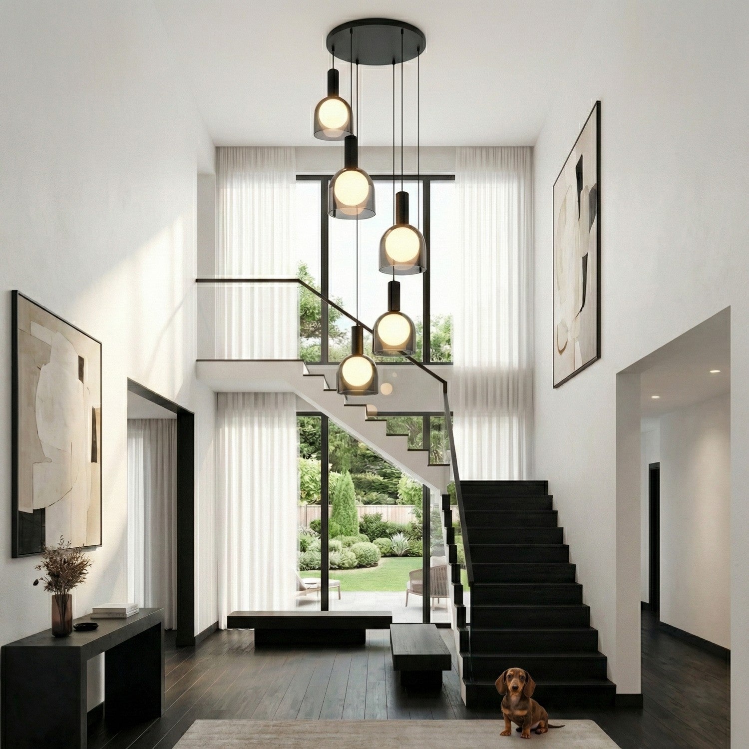 Artcraft - SC13386BK - Six Light Pendant - Juna - Black