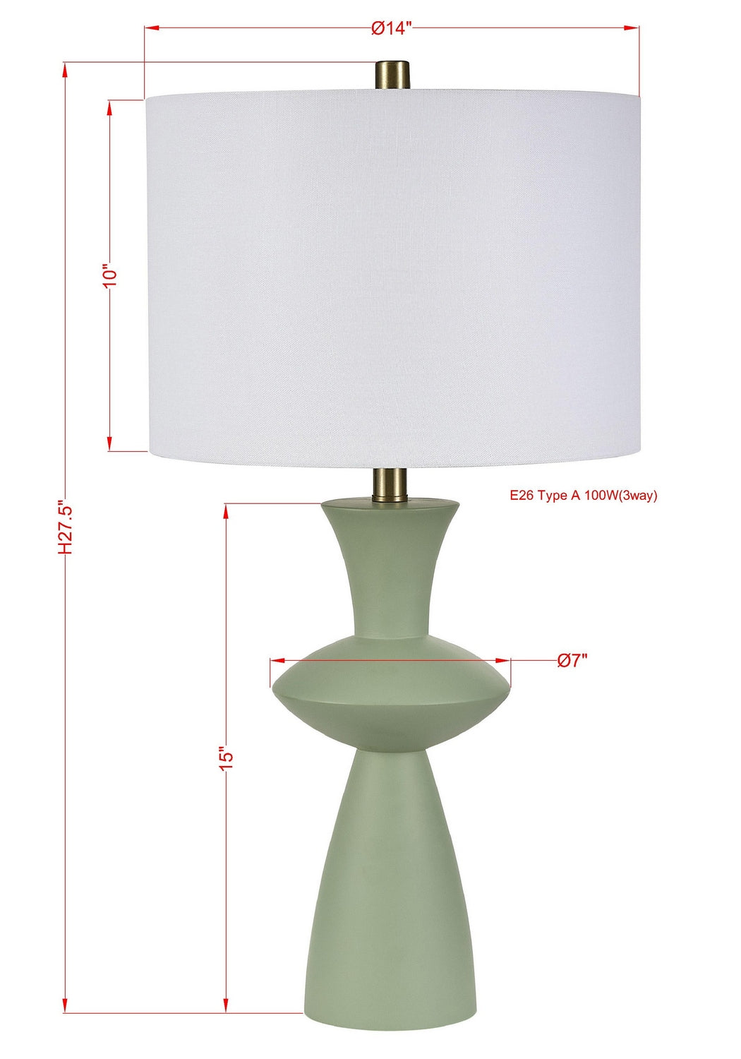 Forty West - 710324 - One Light Table Lamp - Dupree - Green