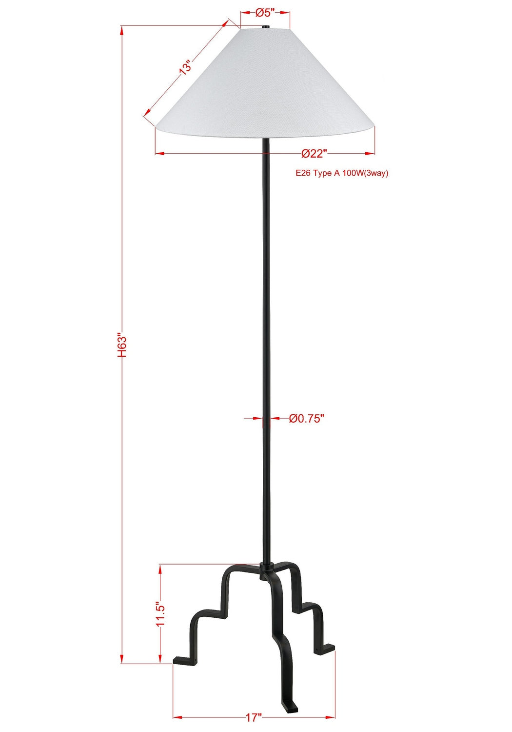 Forty West - 710328 - One Light Floor Lamp - Daniels - Black