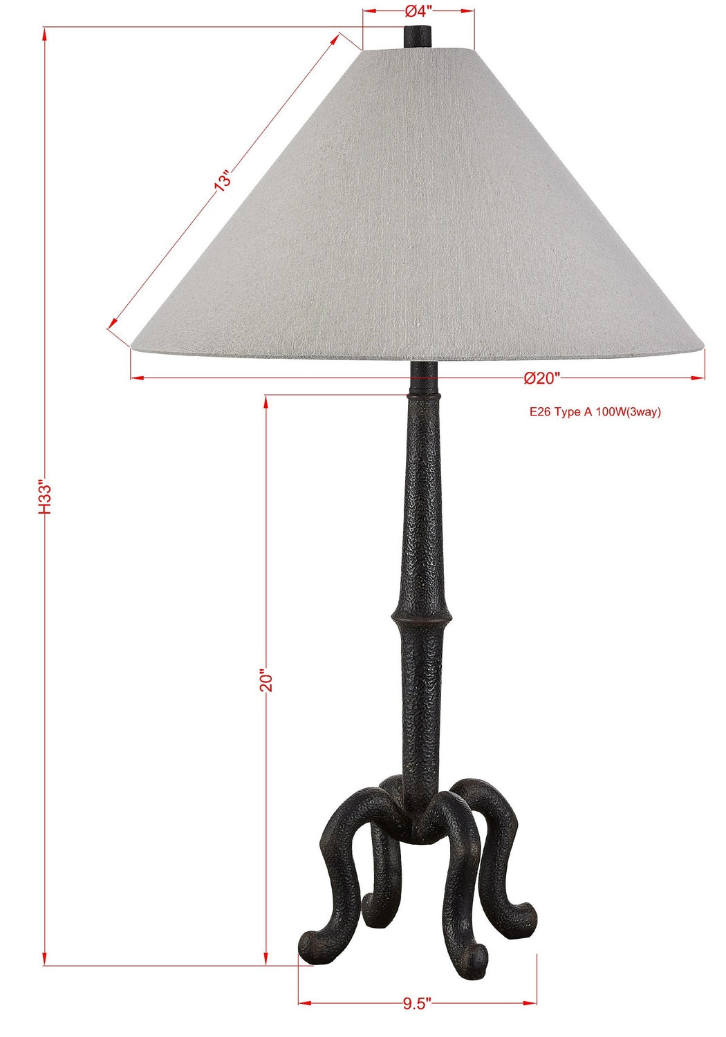 Forty West - 710333 - One Light Table Lamp - Buckley - Black