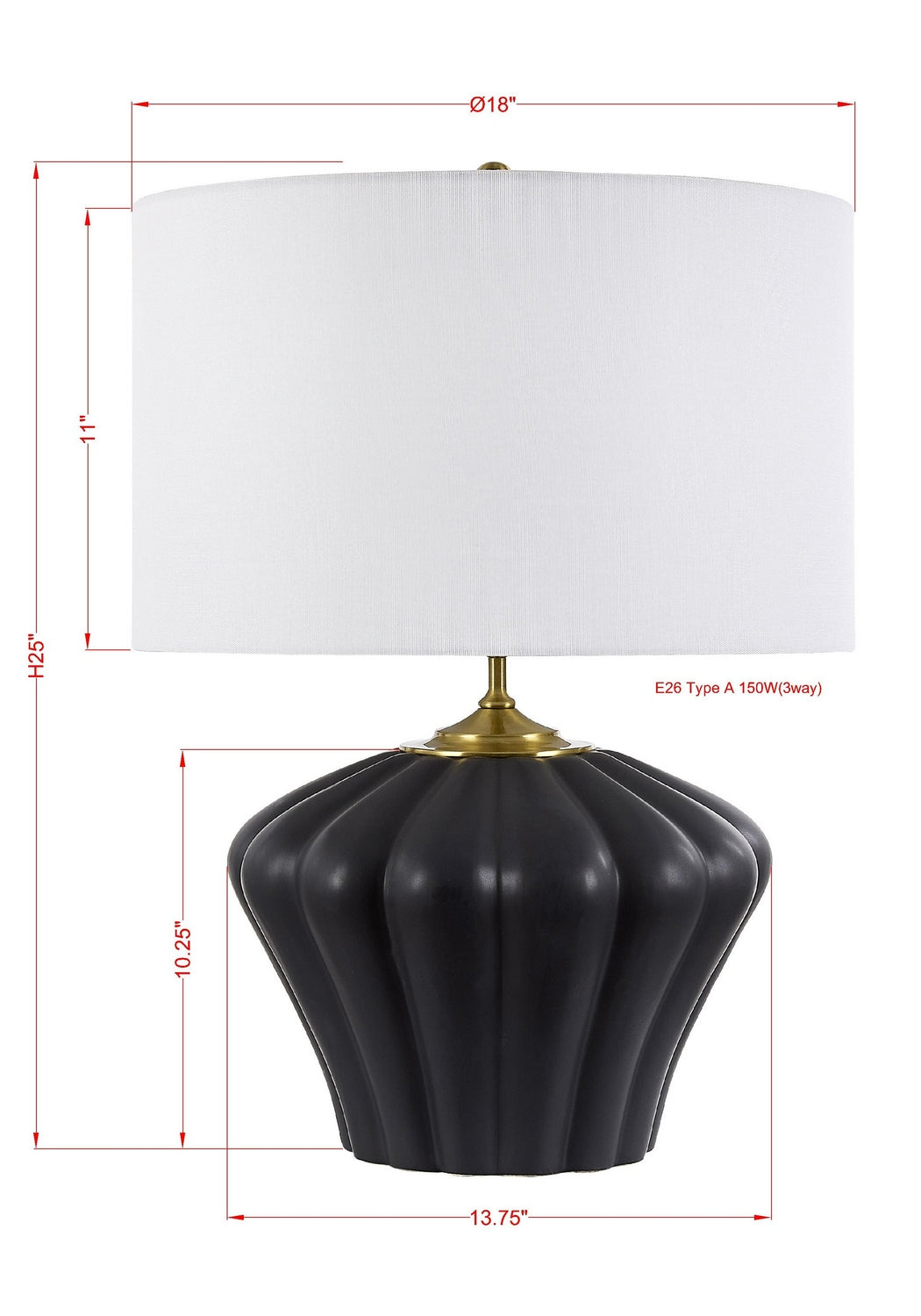 Forty West - 710336 - One Light Table Lamp - Radcliffe - Black