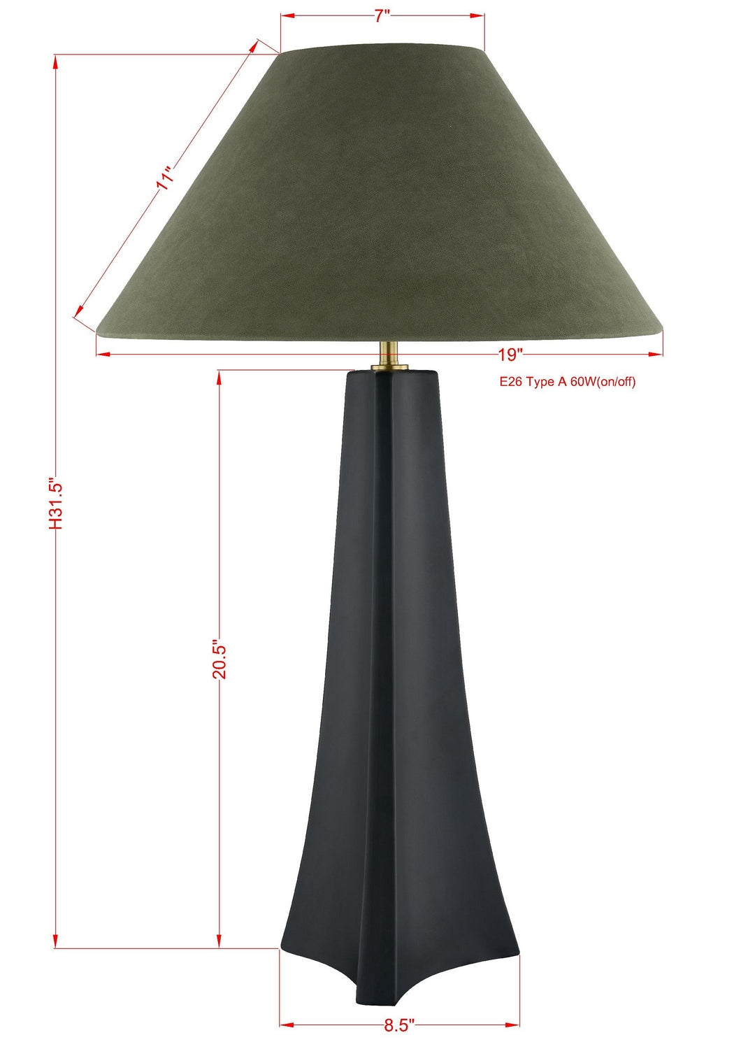 Forty West - 710337 - One Light Table Lamp - Parks - Black