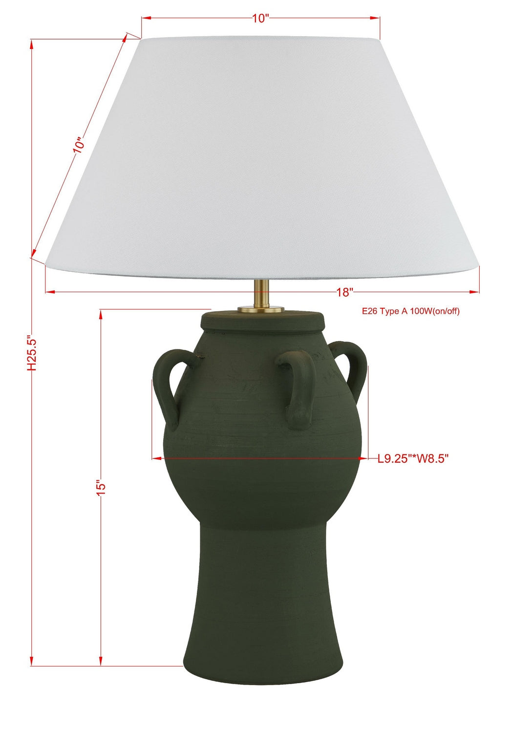 Forty West - 710338 - One Light Table Lamp - Nora - Dark Green