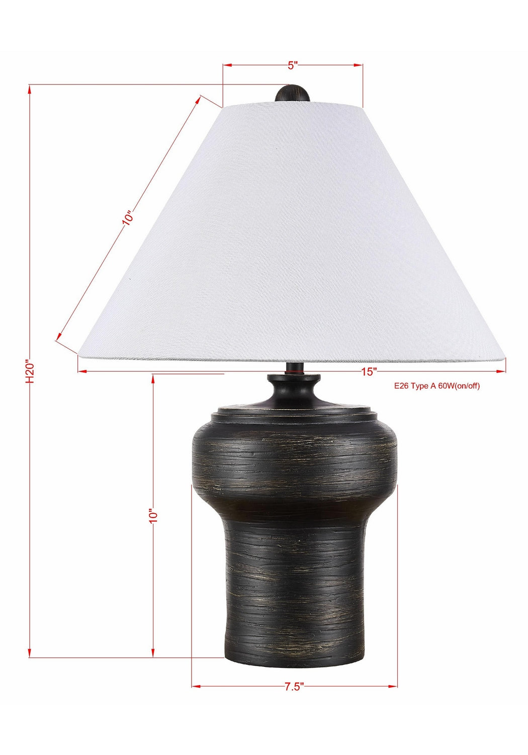Forty West - 720143 - One Light Table Lamp - Merrick - Black Wash