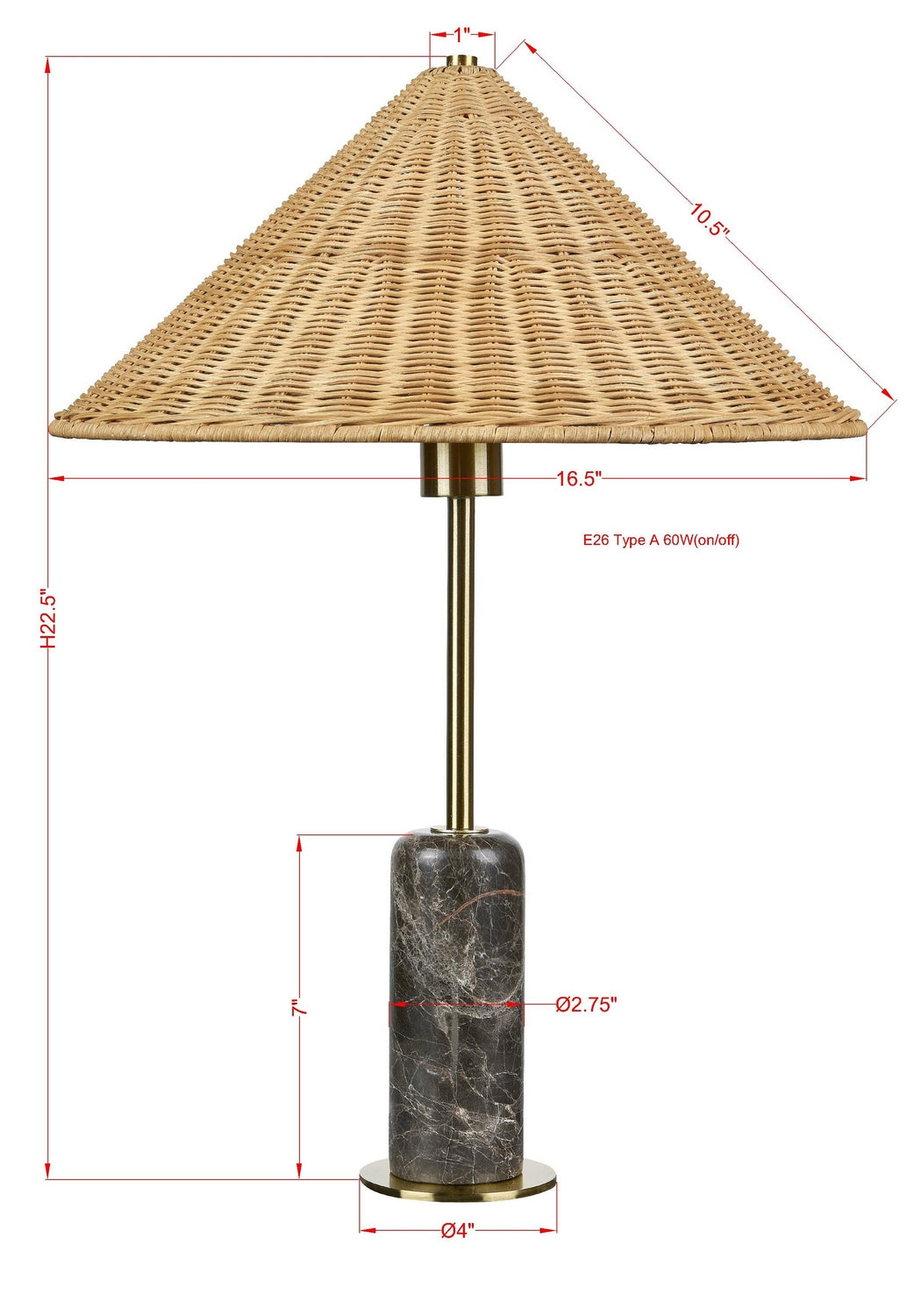 Forty West - 72635 - One Light Table Lamp - Lance - Black with Gray and White Veining