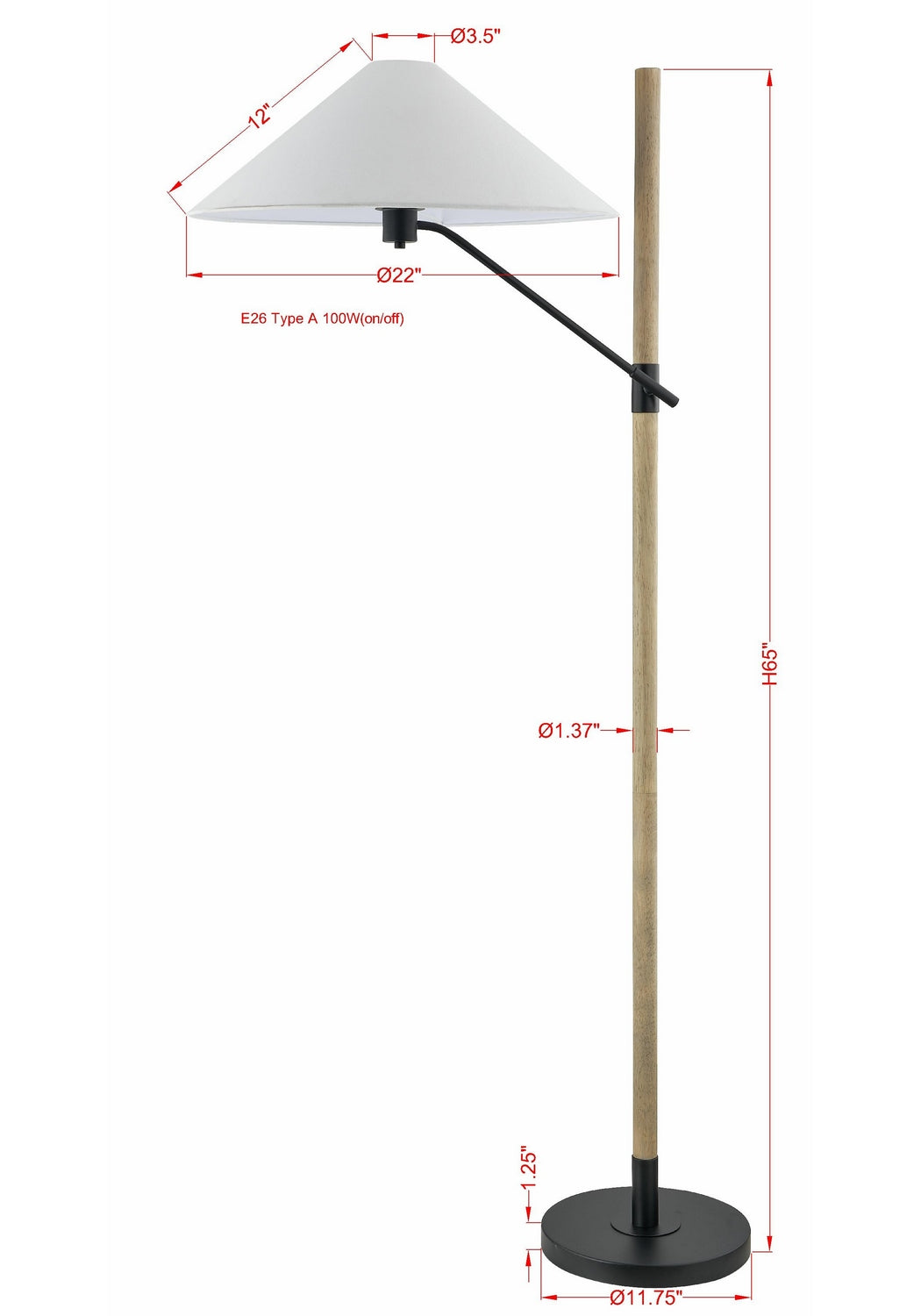Forty West - 72642 - One Light Floor Lamp - Rourke - Black and Tan