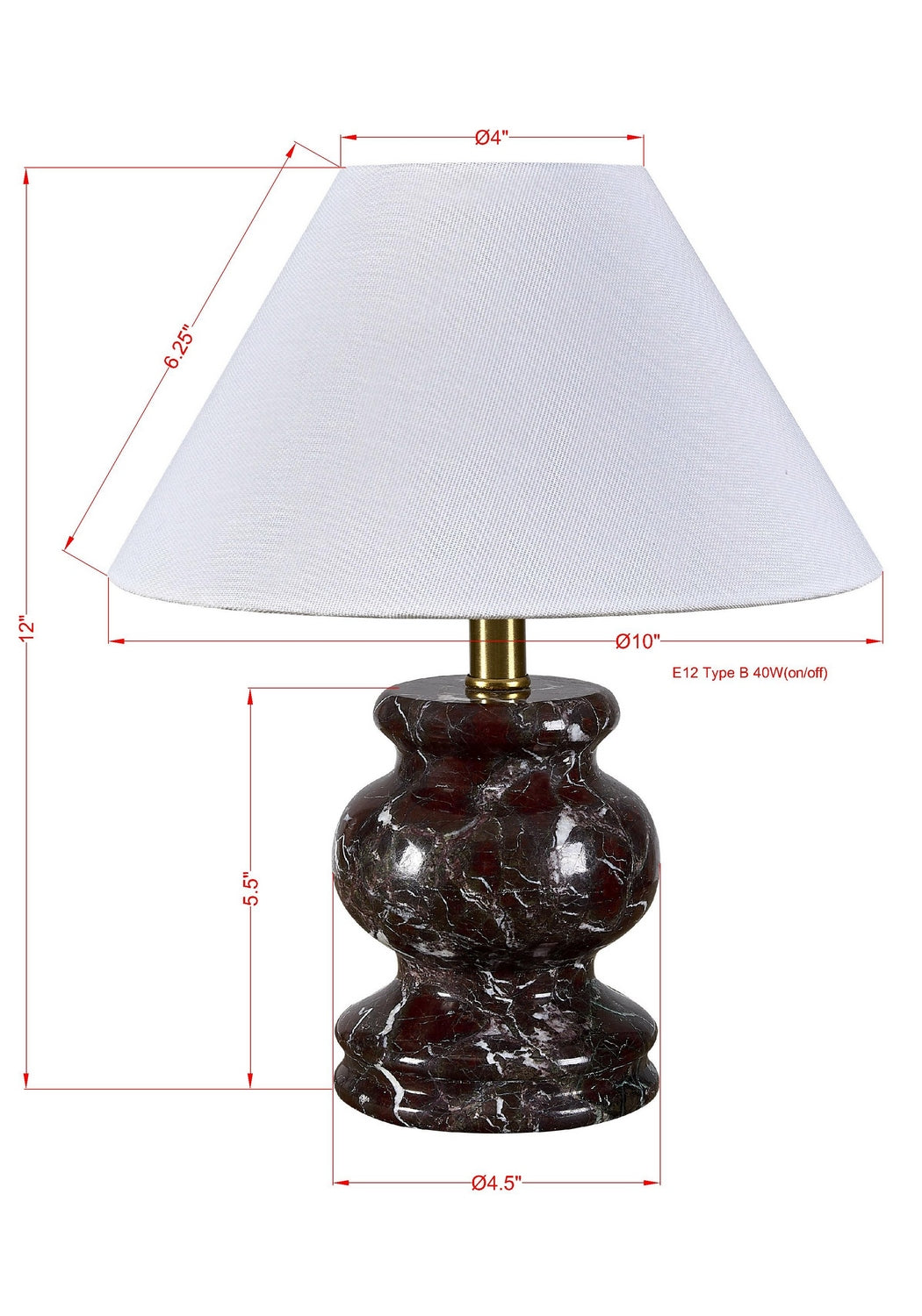 Forty West - 72647 - One Light Table Lamp - Ridley - Black and Brown with White Veining