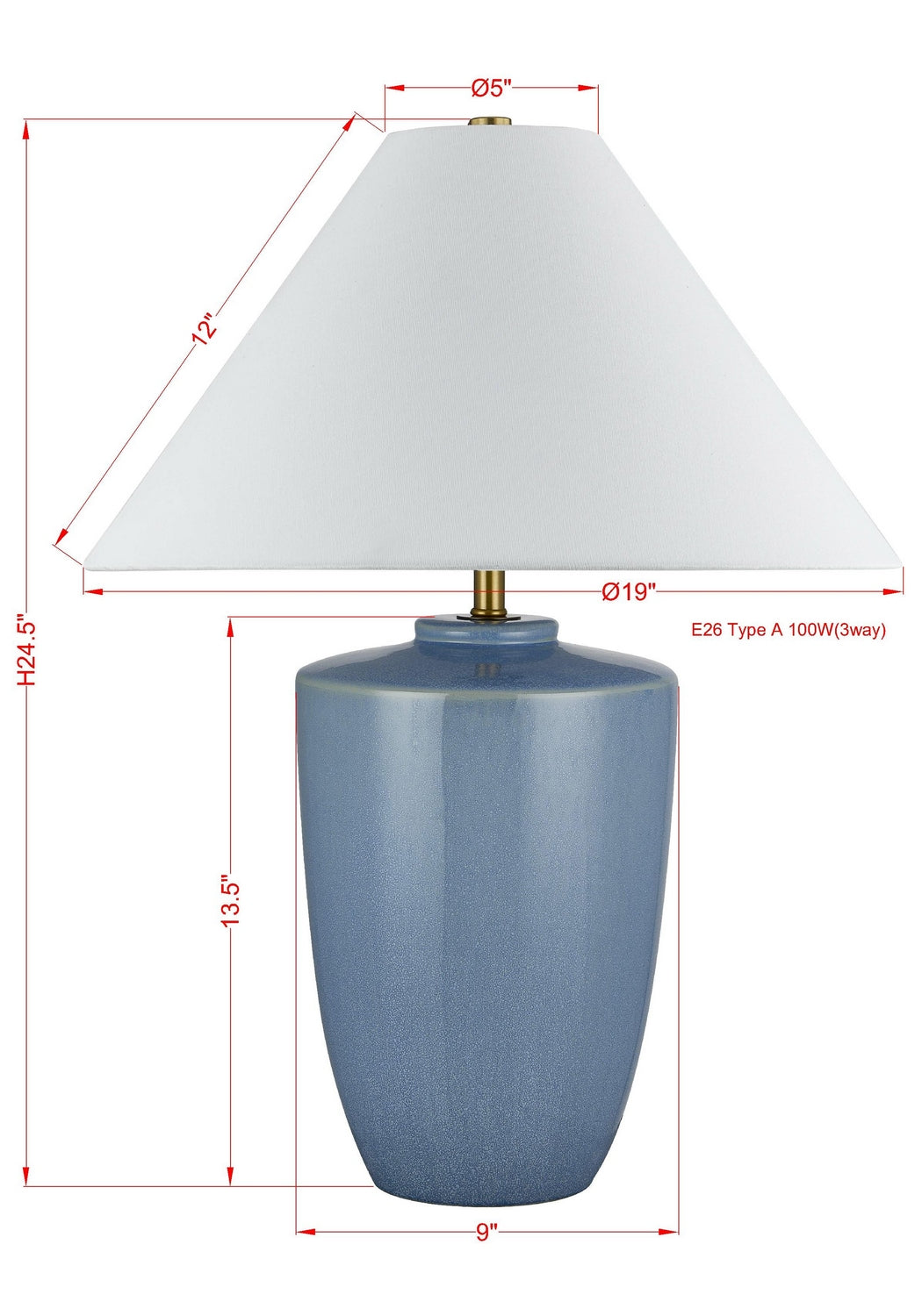 Forty West - 72651 - One Light Table Lamp - Ellie - Blue