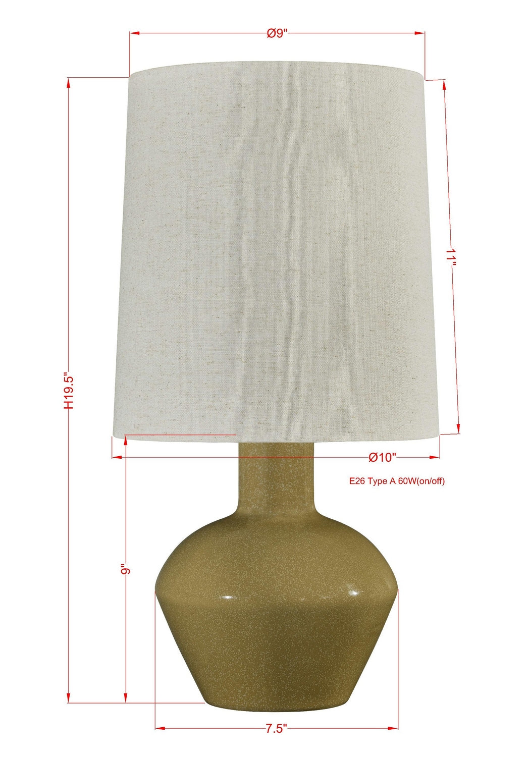 Forty West - 72652 - One Light Table Lamp - Hardy - Mustard
