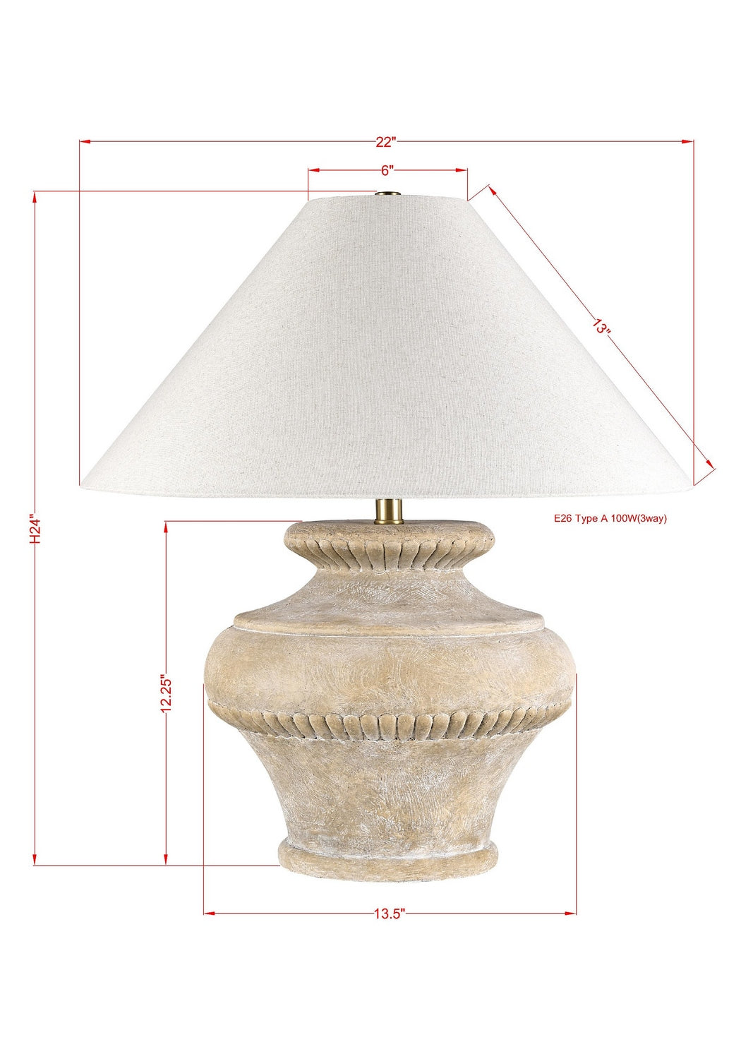 Forty West - 72654 - One Light Table Lamp - Teague - White-washed Beige
