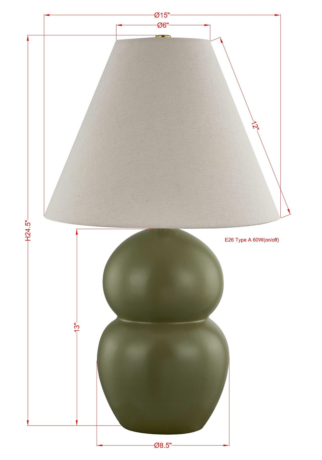 Forty West - 72656 - One Light Table Lamp - Valerie - Green