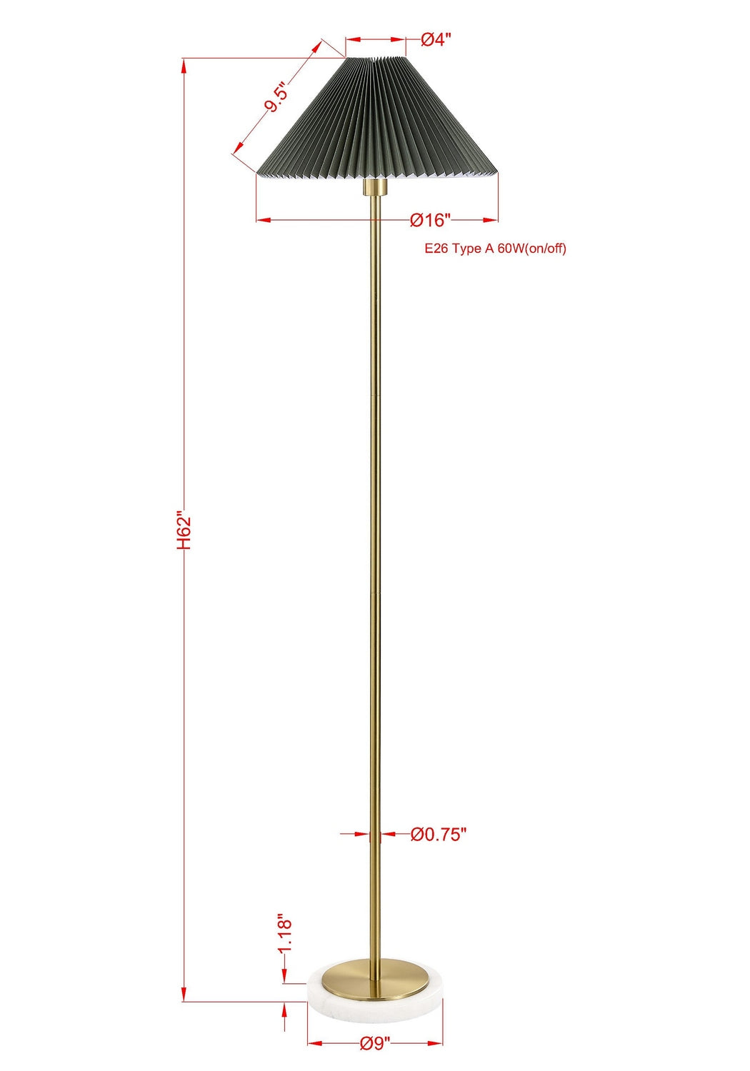 Forty West - 72661 - One Light Floor Lamp - Dorothy - Gold and White