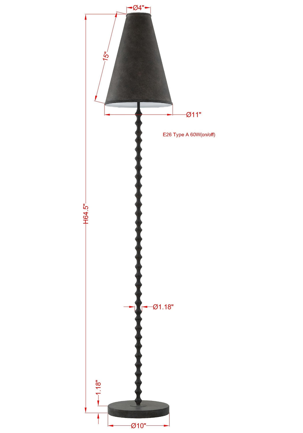 Forty West - 72662 - One Light Floor Lamp - Shirley - Weathered Black