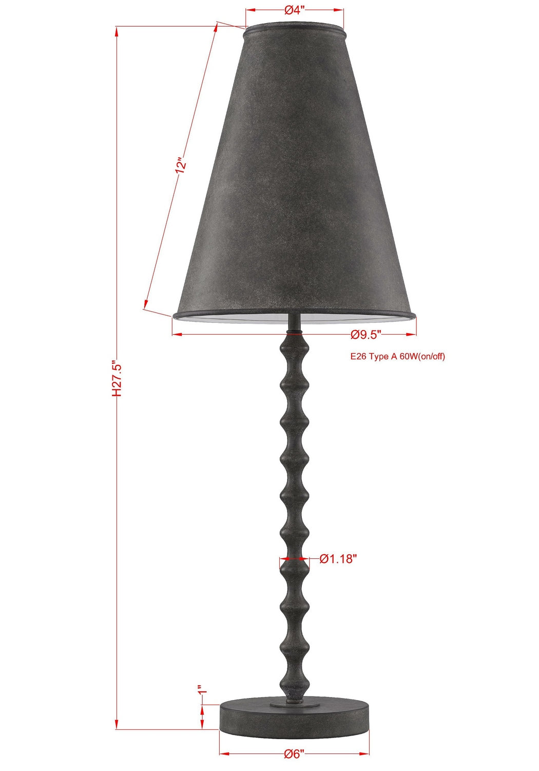 Forty West - 72663 - One Light Table Lamp - Dennis - Weathered Black