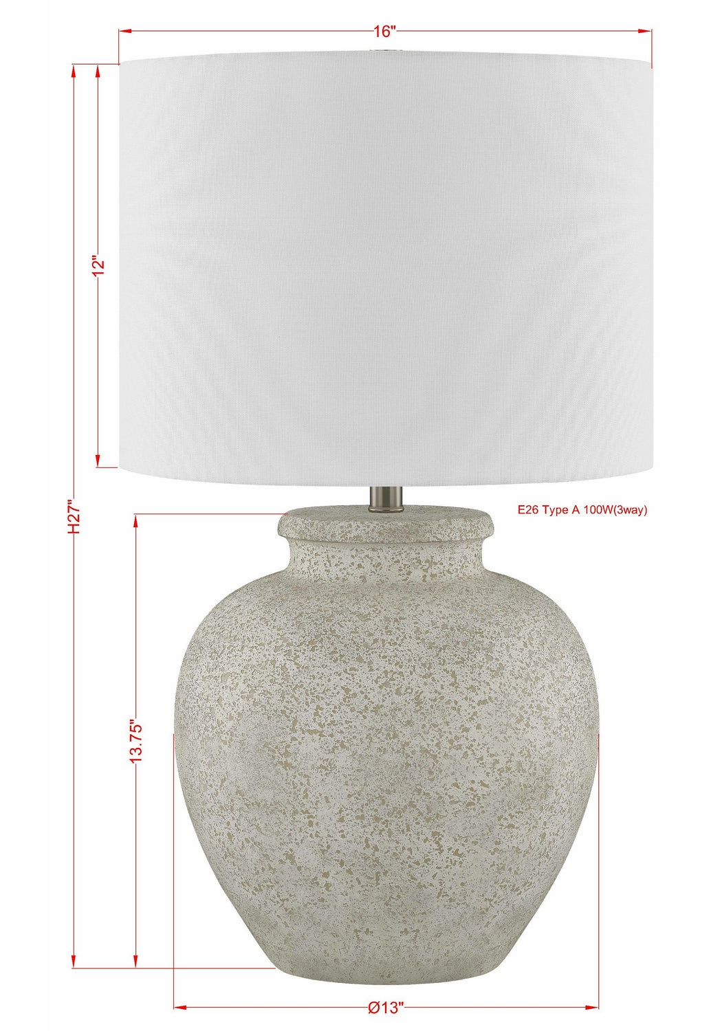 Forty West - 72664 - One Light Table Lamp - Diane - Off White/Gray