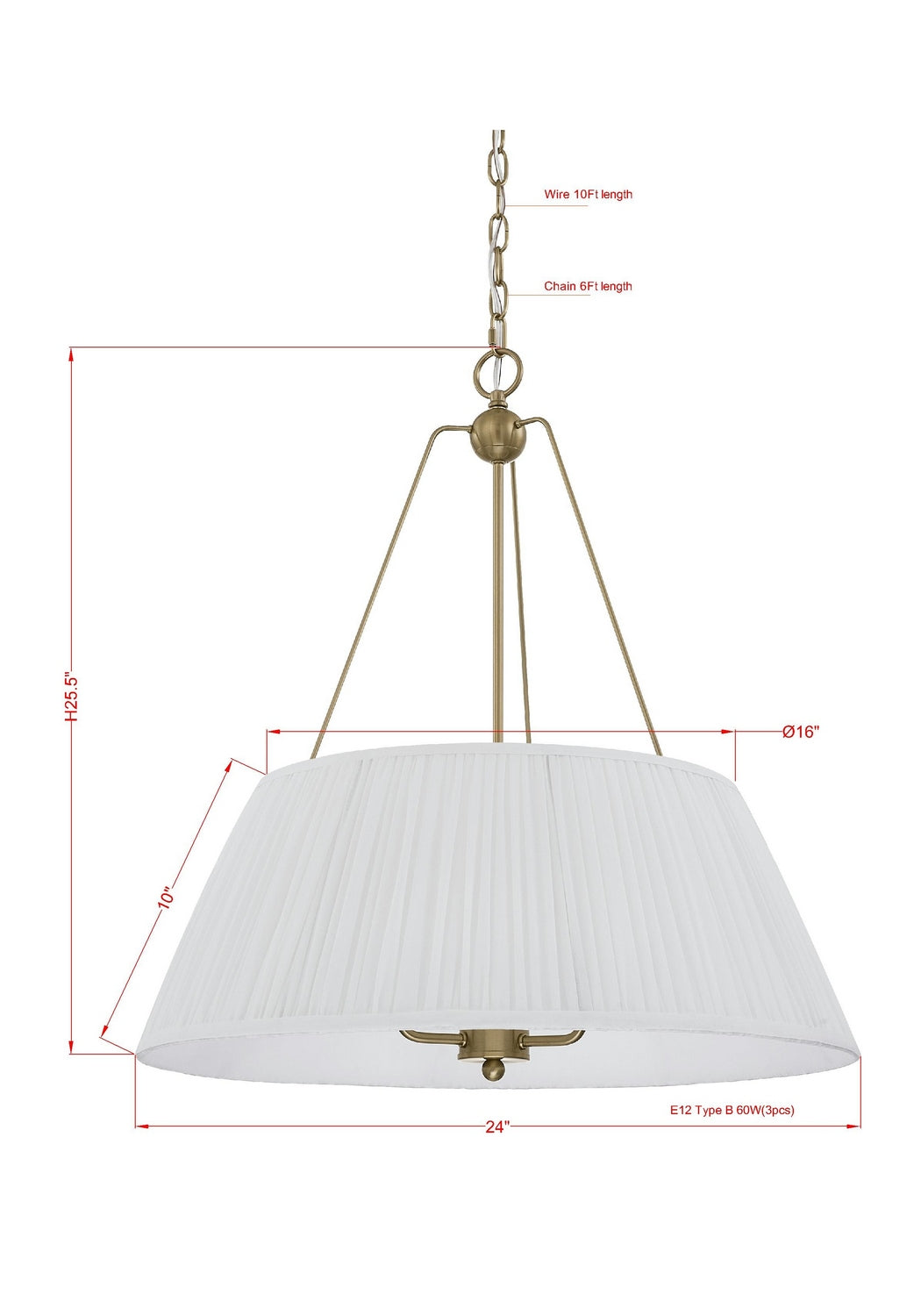 Forty West - 72667 - Three Light Pendant - Sinclair - Antique Brushed Brass