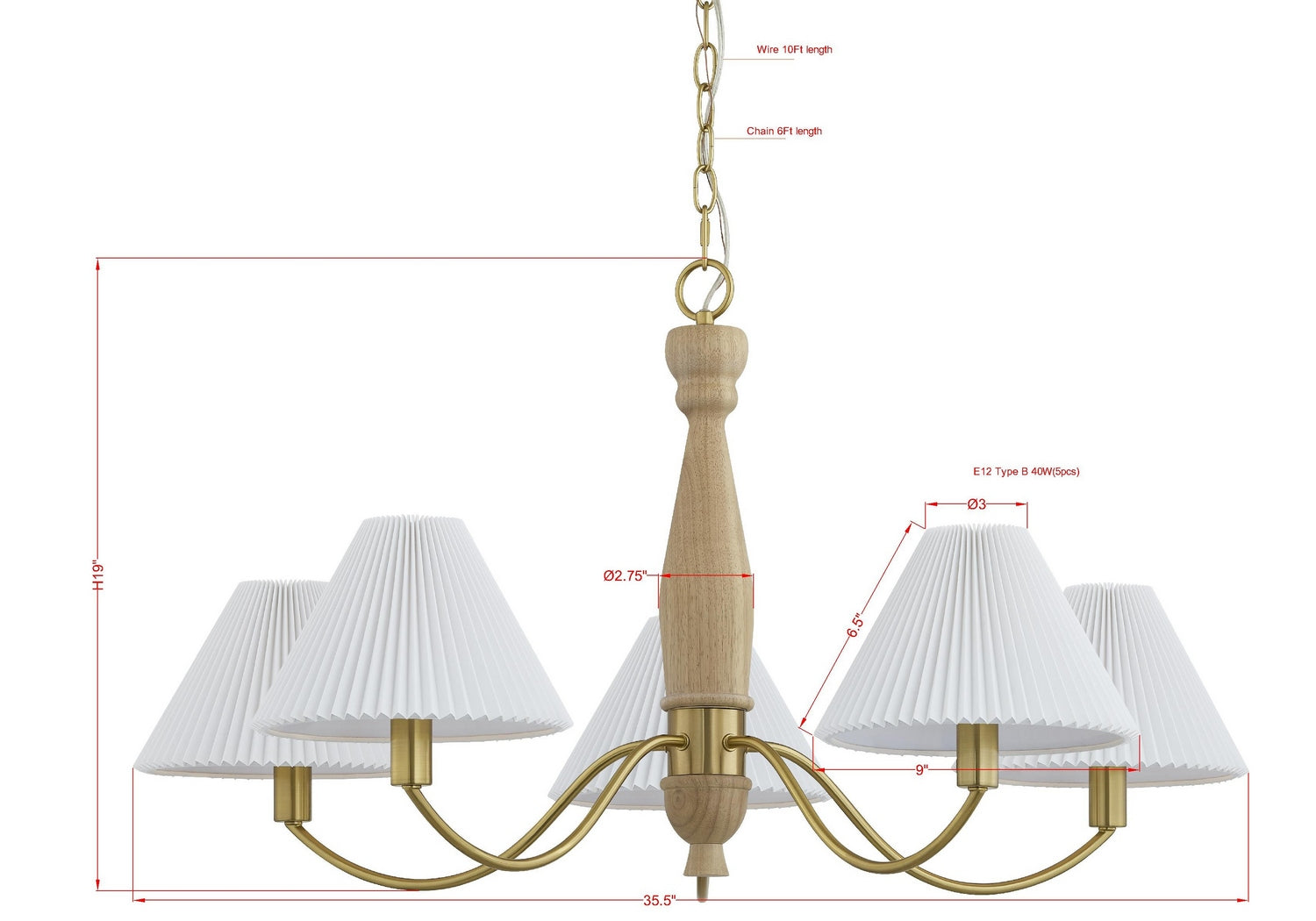 Forty West - 72670 - Five Light Chandelier - Cal - Gold