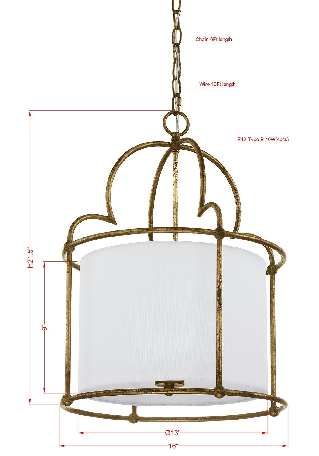 Forty West - 72672 - Four Light Pendant - Kincade - Distressed Antique Gold
