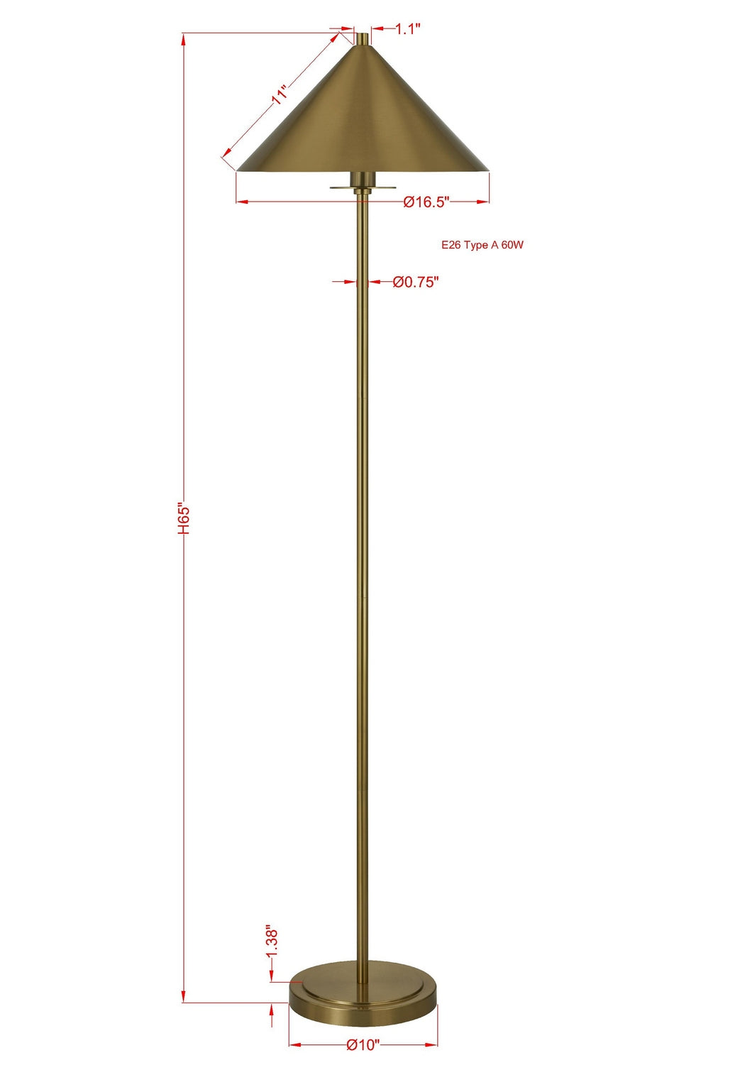 Forty West - 72678 - One Light Floor Lamp - Allura - Gold