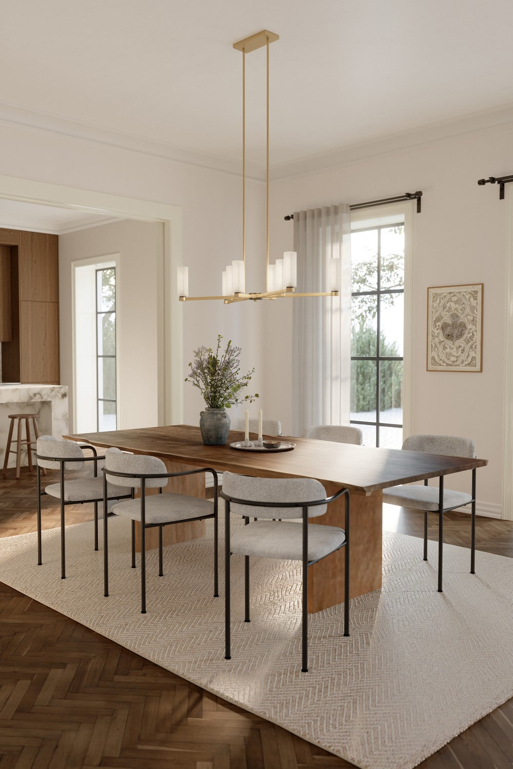 Minka-Lavery - 12327-876 - Eight Light Linear Chandelier - Wexmere - Legacy Brass