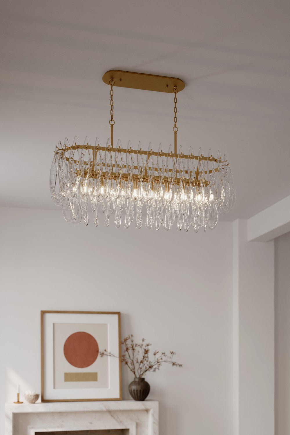 Metropolitan - N3127-732 - Eight Light Linear Chandelier - Glassara - Legacy Brass