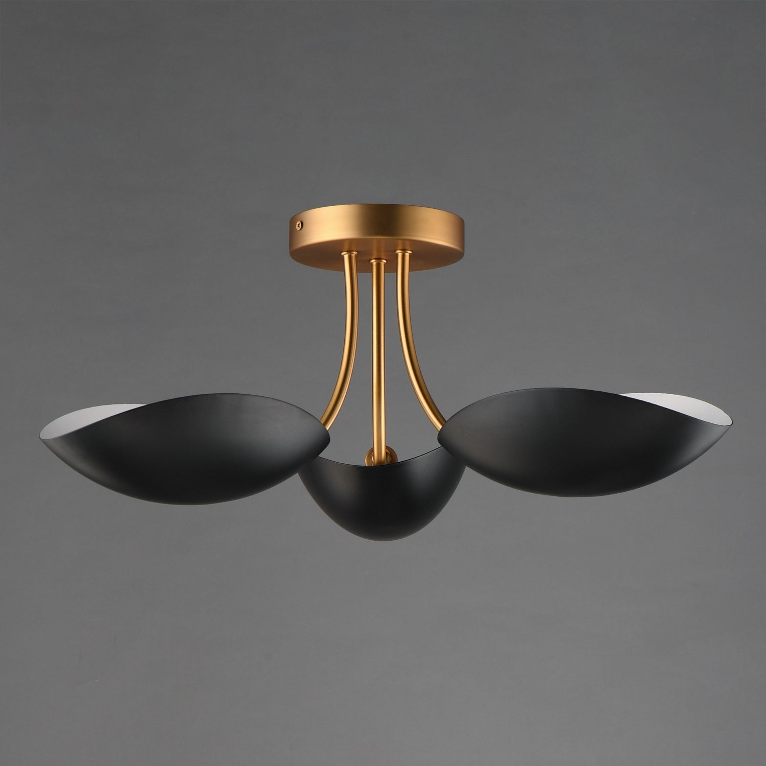Maxim - 10823BKNAB - Three Light Semi Flush Mount - Maris - Black / Natural Aged Brass