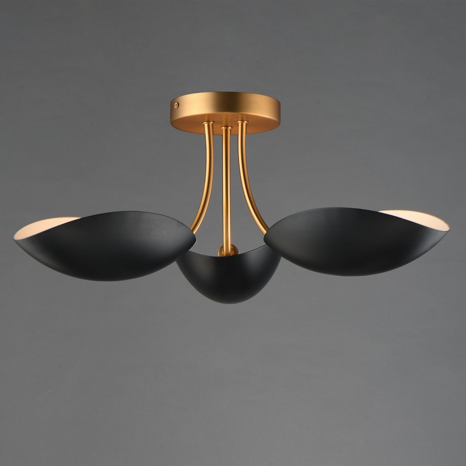 Maxim - 10823BKNAB - Three Light Semi Flush Mount - Maris - Black / Natural Aged Brass