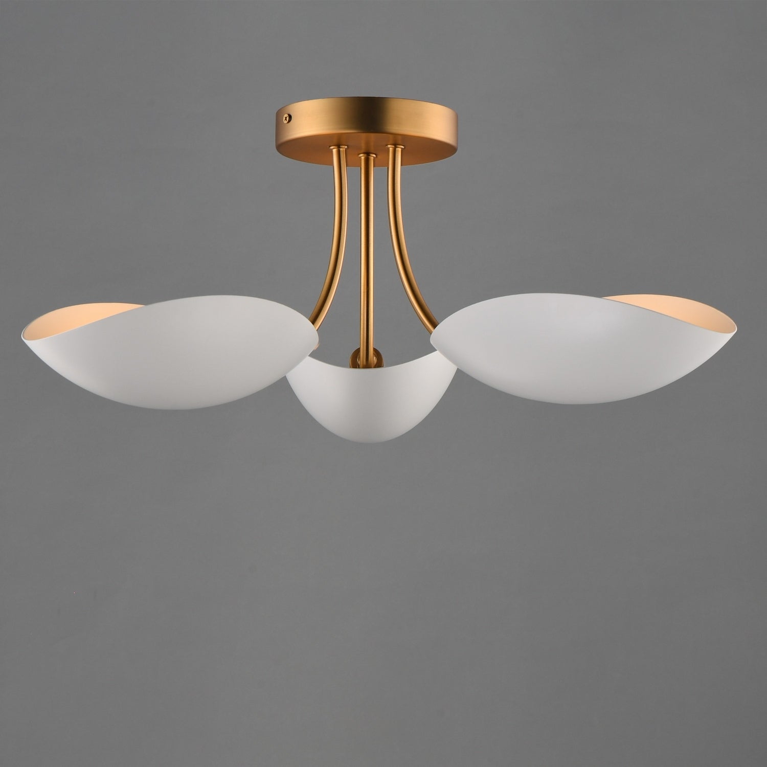 Maxim - 10823WTNAB - Three Light Semi Flush Mount - Maris - White/Natural Aged Brass