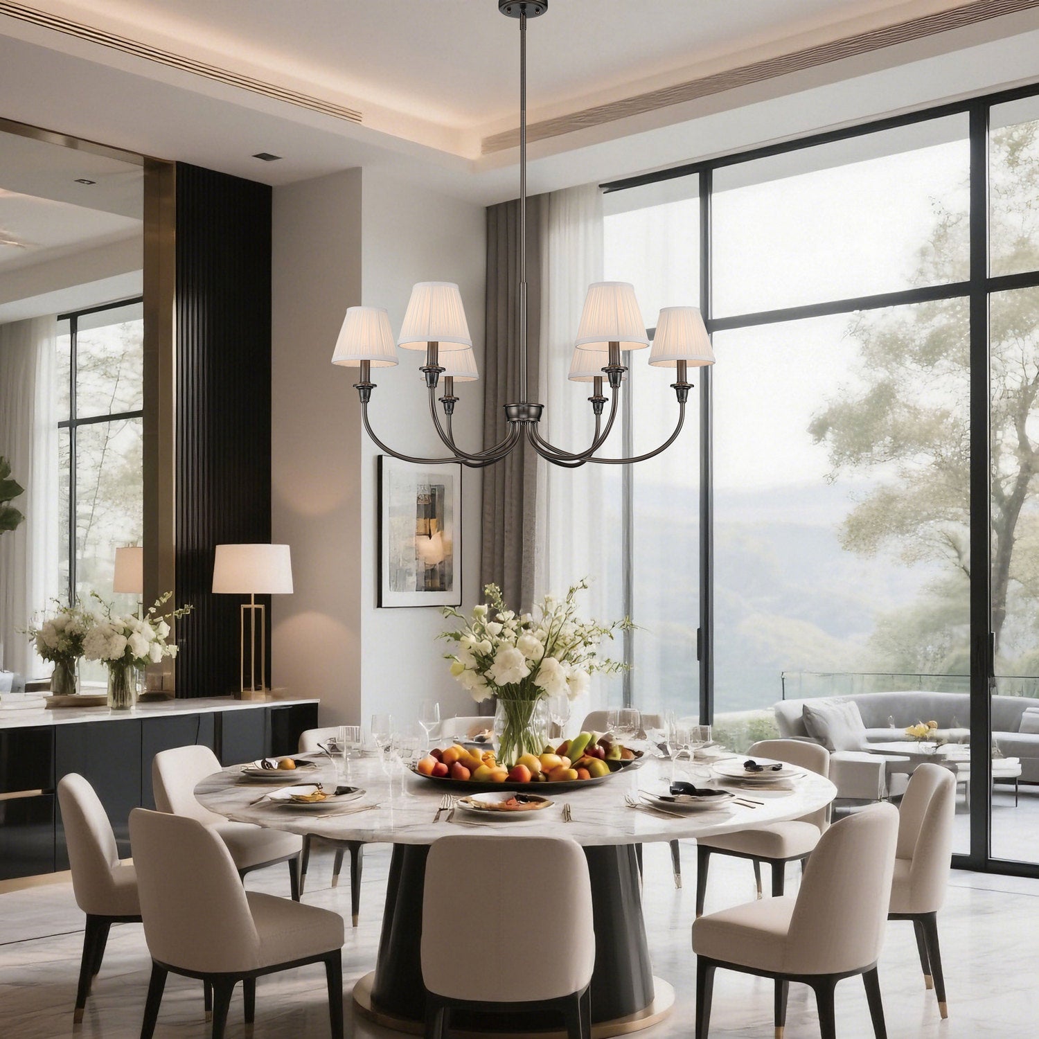 Golden - 1622-6 ORB-HGW - Six Light Chandelier - Cambria - Oil Rubbed Bronze