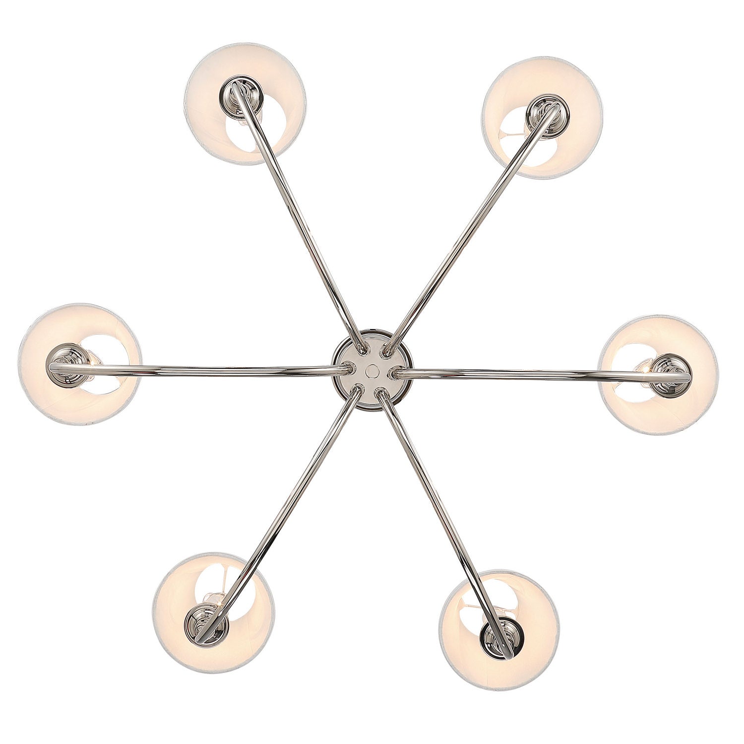 Golden - 1622-6 PN-HGW - Six Light Chandelier - Cambria - Polished Nickel