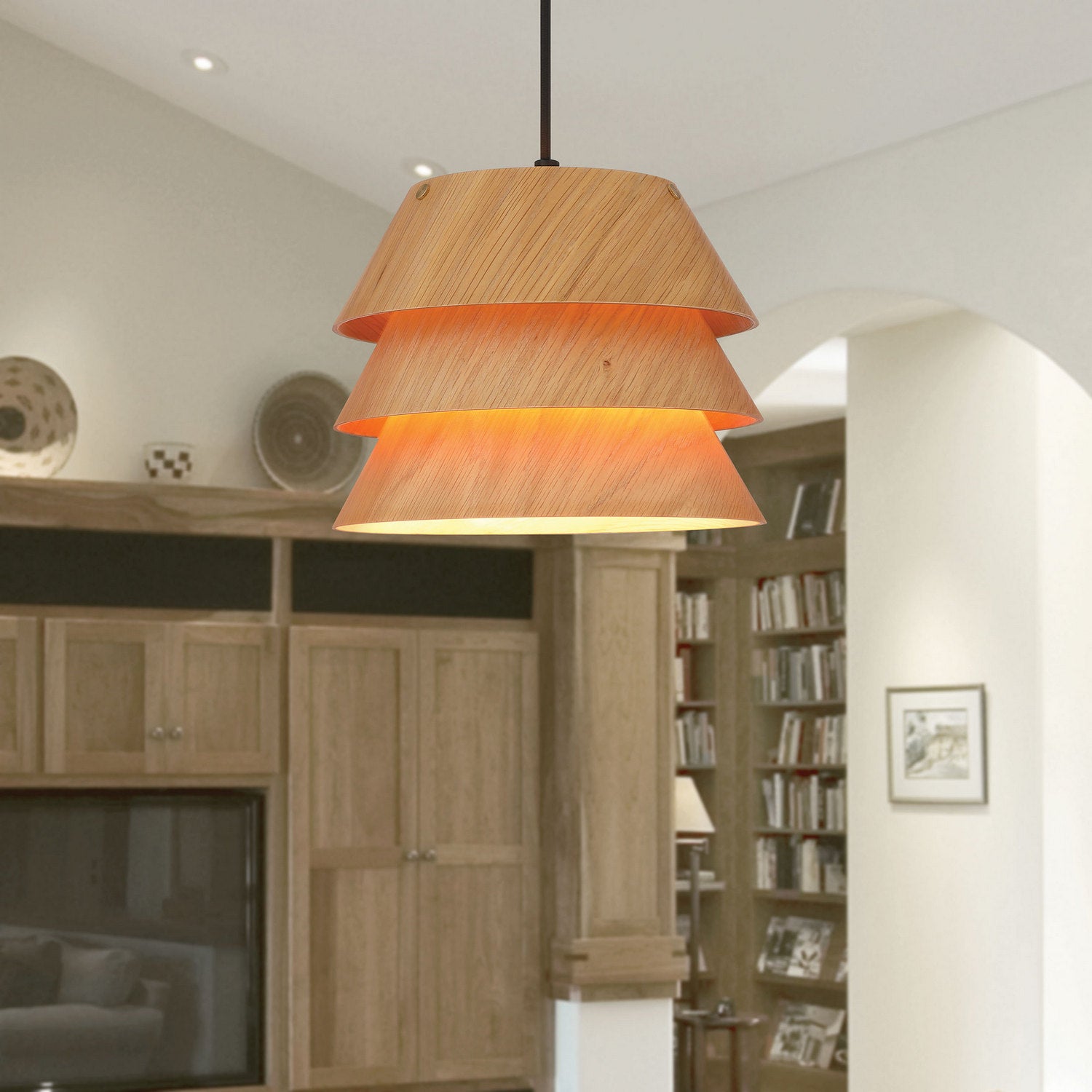 Golden - 3990-9 LWA - One Light Pendant - Aalto - Light Walnut