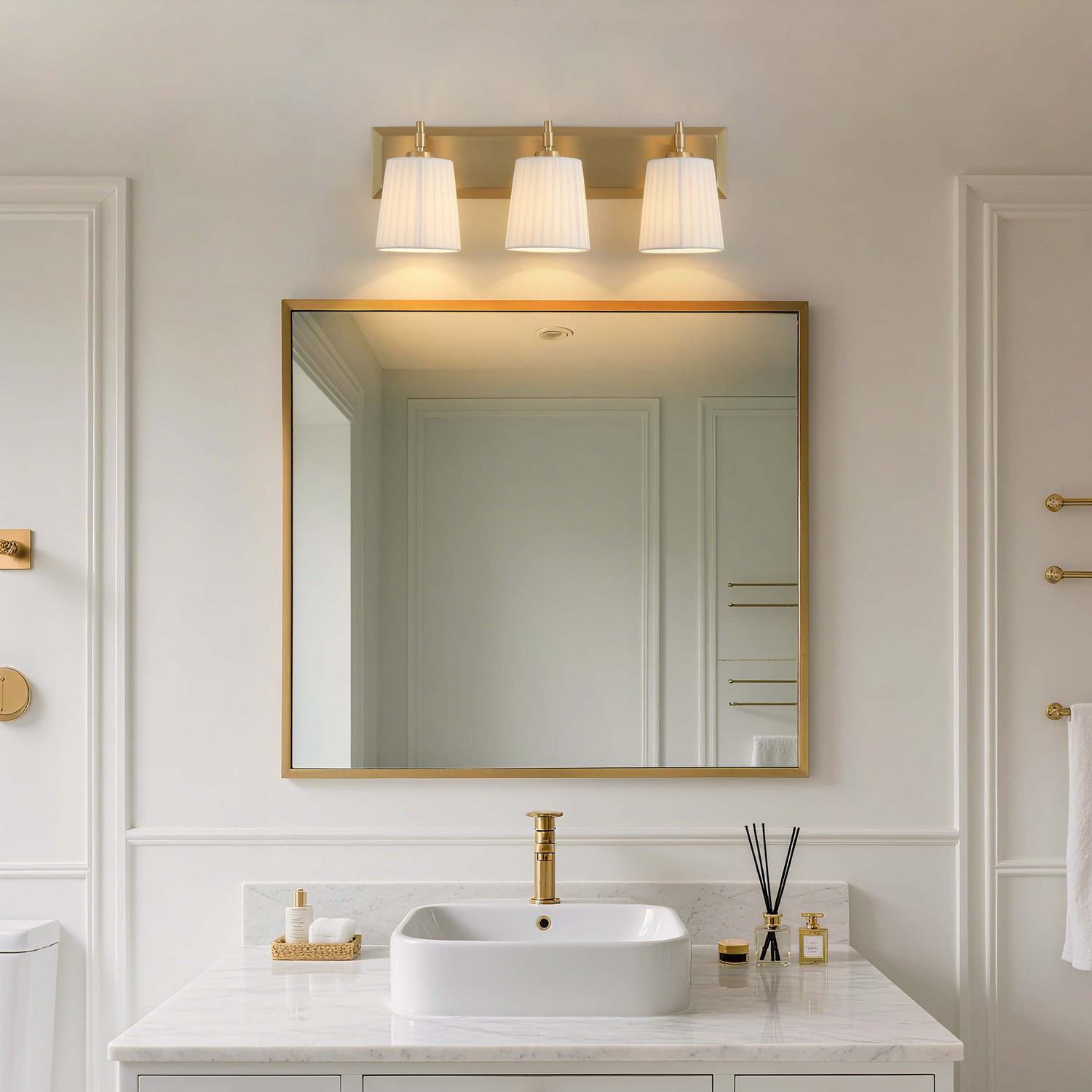 Golden - 5189-BA3 BCB-PLT - Three Light Vanity - Brilia - Brushed Champagne Brass
