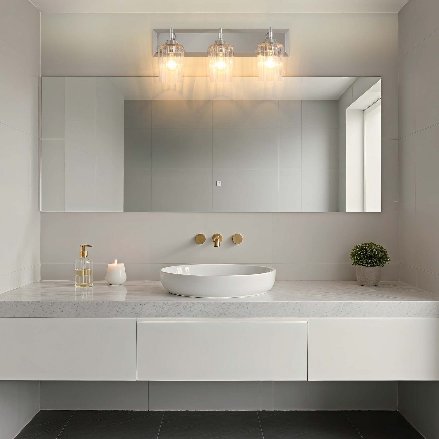 Golden - 5189-BA3 PN-FLT - Three Light Vanity - Brilia - Polished Nickel