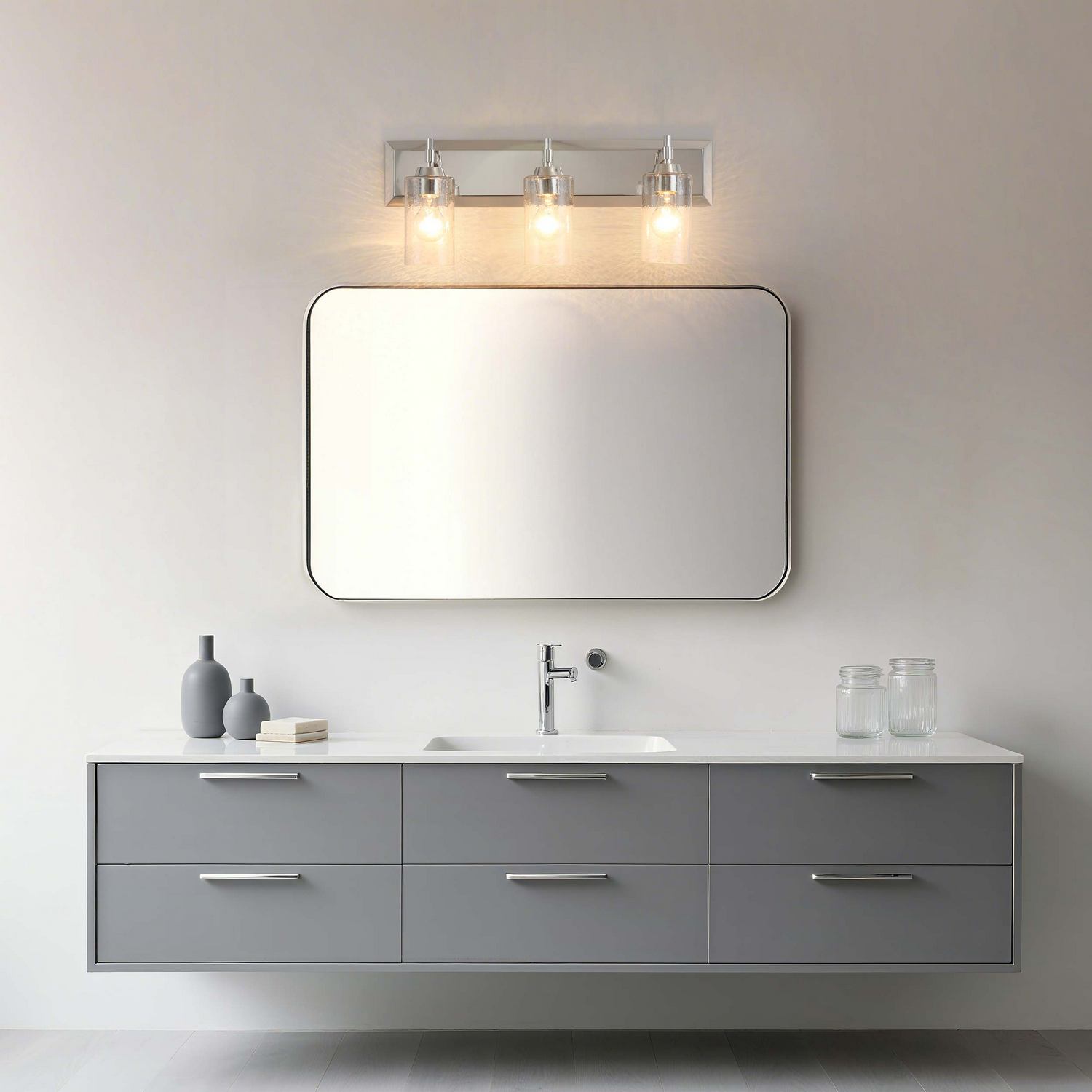 Golden - 5189-BA3 PN-HWG - Three Light Vanity - Brilia - Polished Nickel