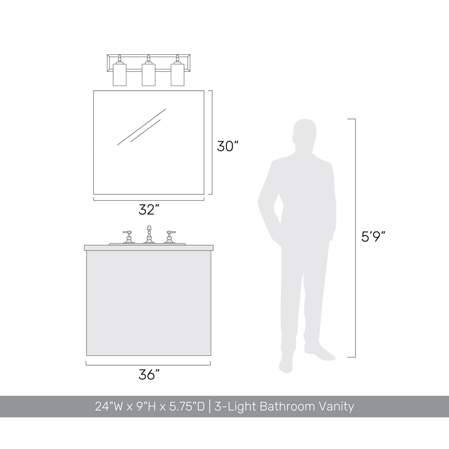 Golden - 5189-BA3 PN-PLT - Three Light Vanity - Brilia - Polished Nickel