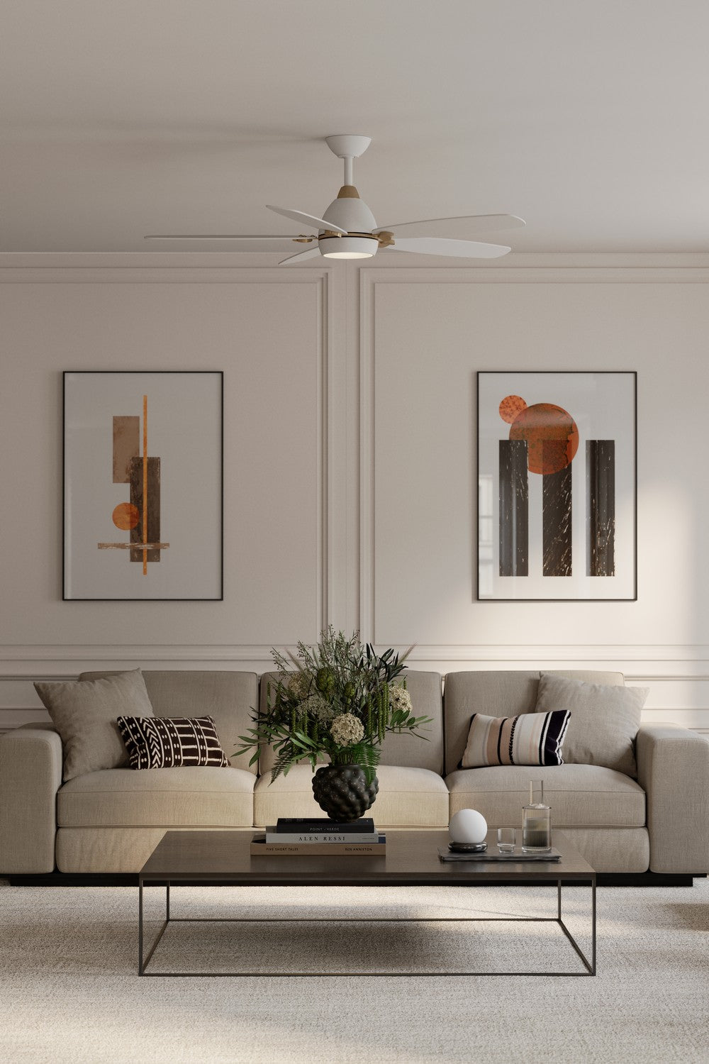 Minka Aire - F649L-ALW/BBR - 52" Ceiling Fan - Soreno - Alabaster White