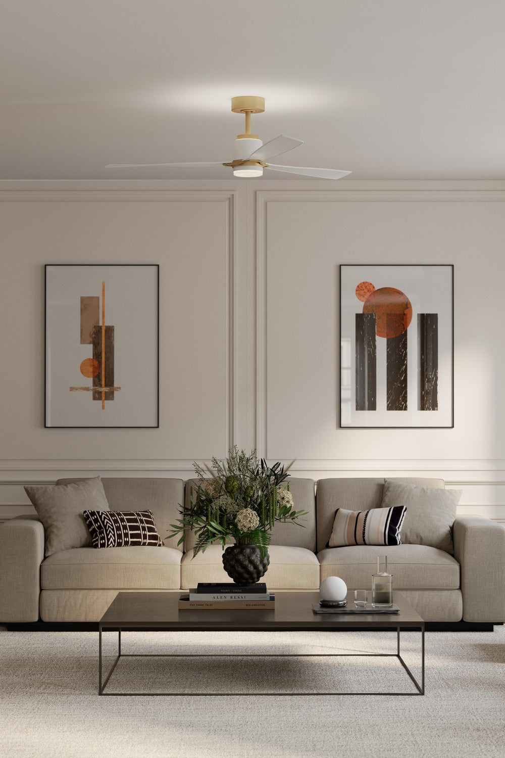 Minka Aire - F778L-LBR/WHF - 53" Ceiling Fan - Foxden - Legacy Brass
