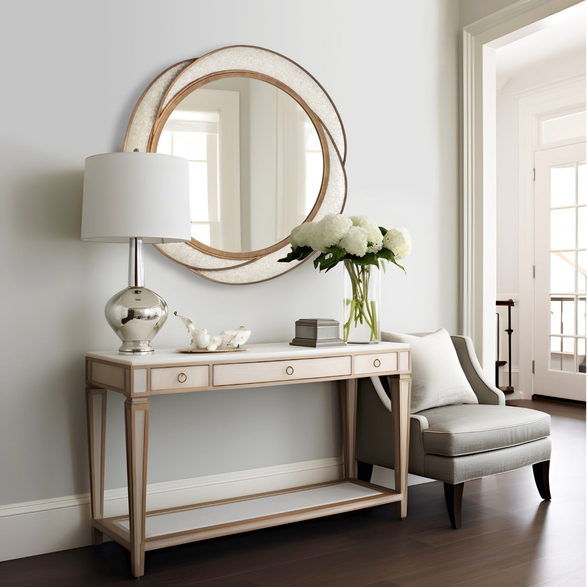 Kalco - 803805 - Mirror - Rose - Pearlized Antique Brass