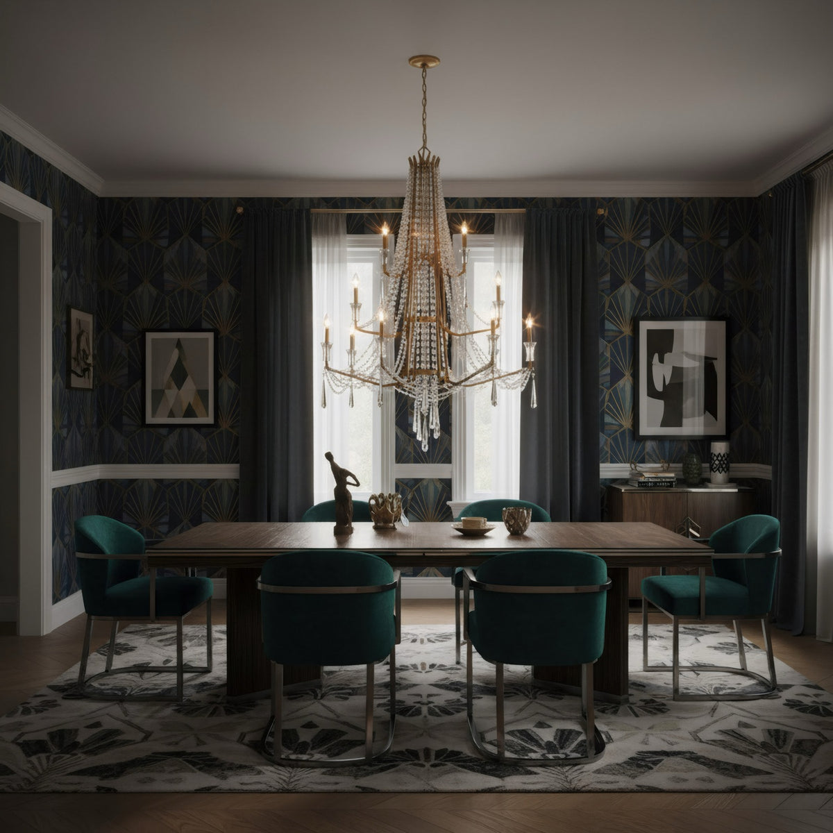 Varaluz - 270C12BK - 12 Light Chandelier - Barcelona - Brass Kisser