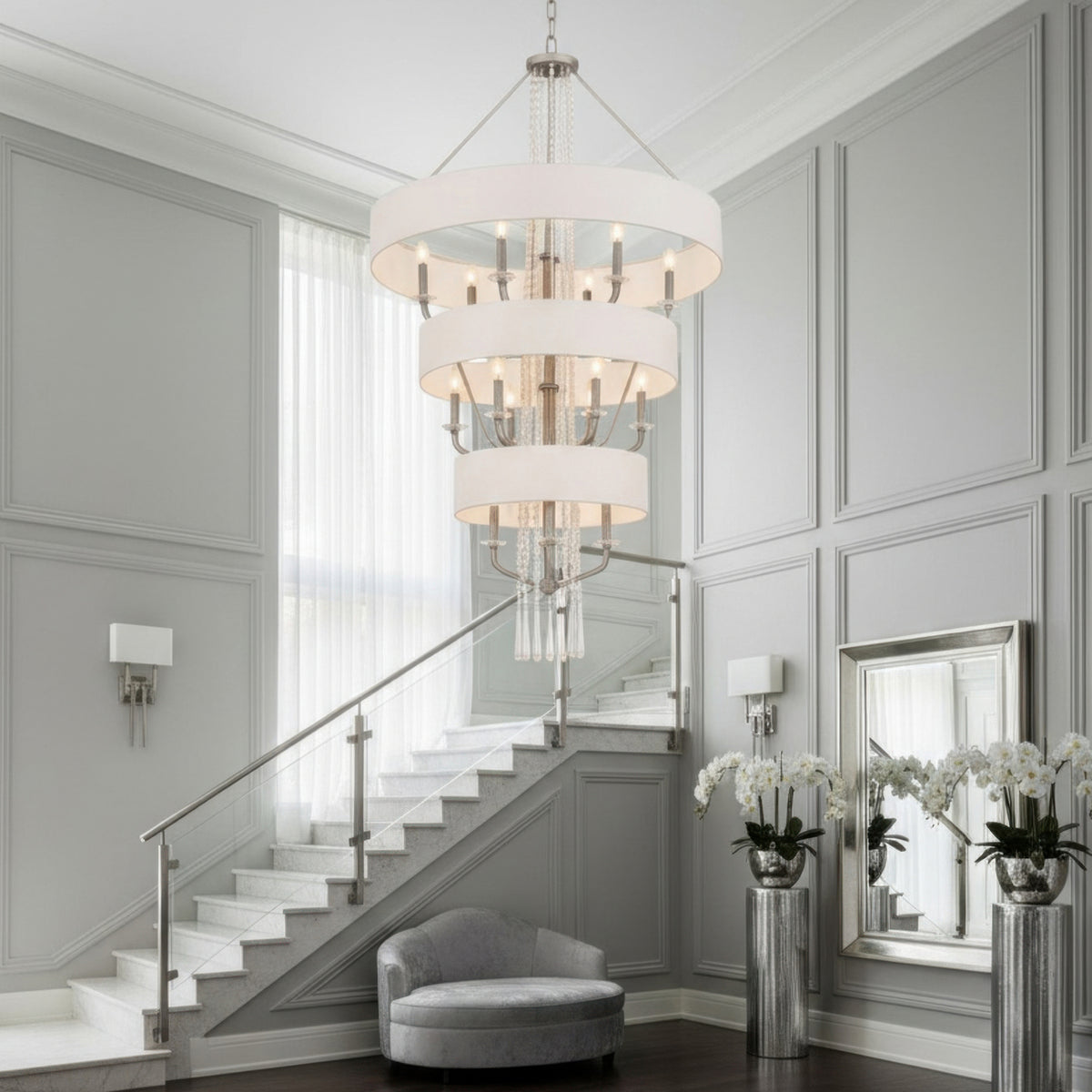 Varaluz - 270P15TR - 15 Light Pendant - Barcelona - Transcend Silver