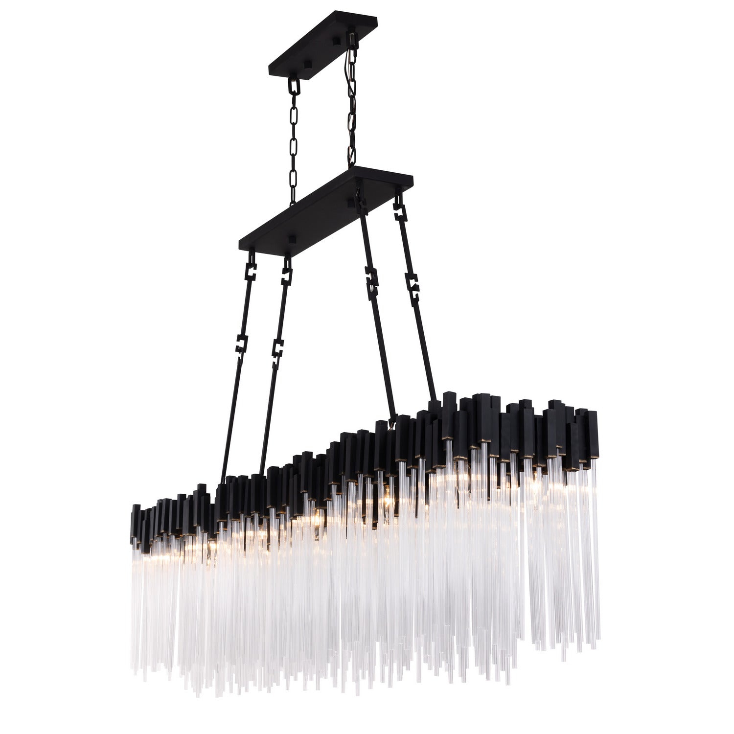 Varaluz - 309N12MBFG - 12 Light Linear Chandelier - Matrix - Matte Black/French Gold