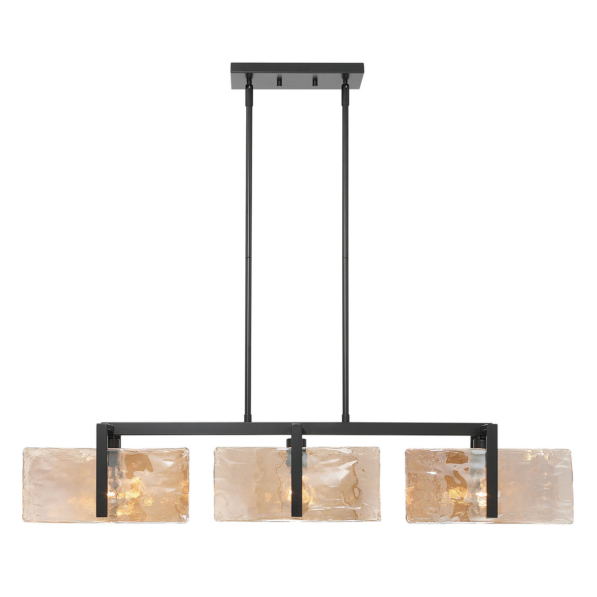 Golden - 3164-LP BLK-AWG - Three Light Island Pendant - Aenon - Matte Black
