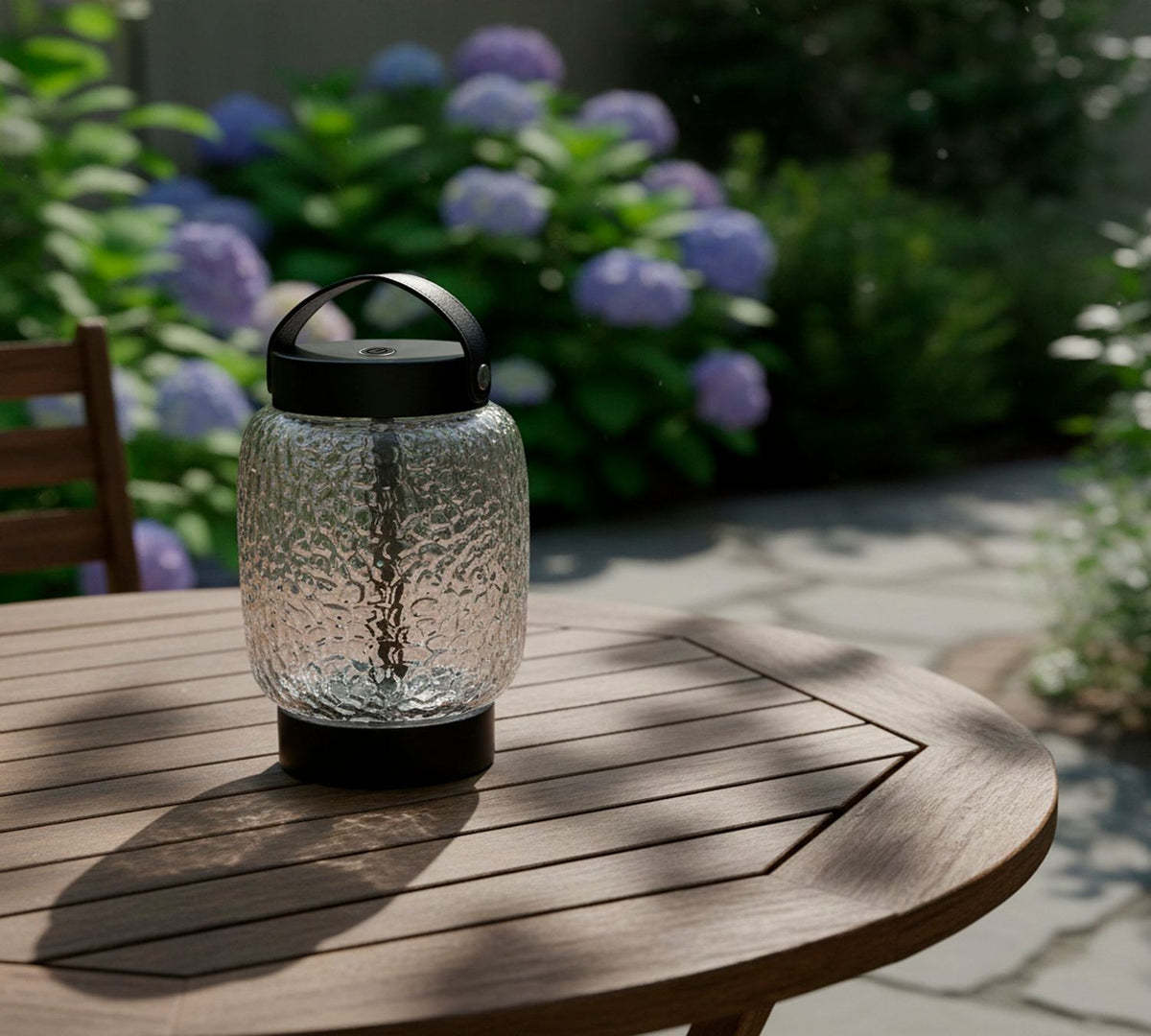 Adesso Home - 3343-01 - LED Table Lamp - Cassius - Clear Texture Glass, Black Finsh, Black Leather