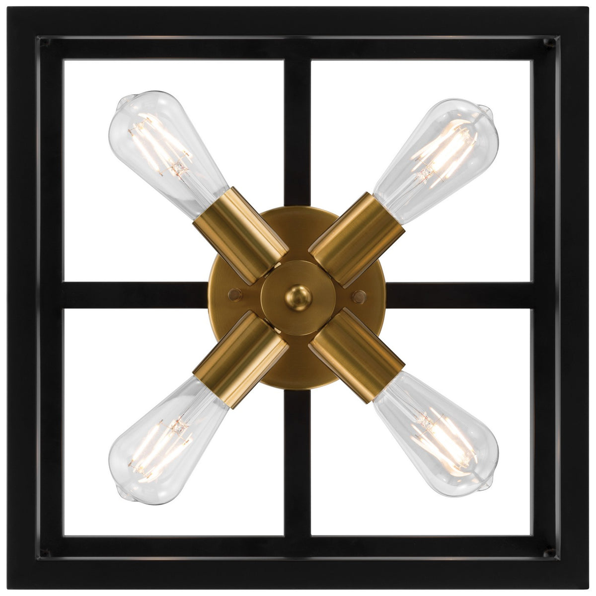 Access - 63046-BWA - Four Light Flush Mount - Nikki - Black w/Antique Brushed Brass