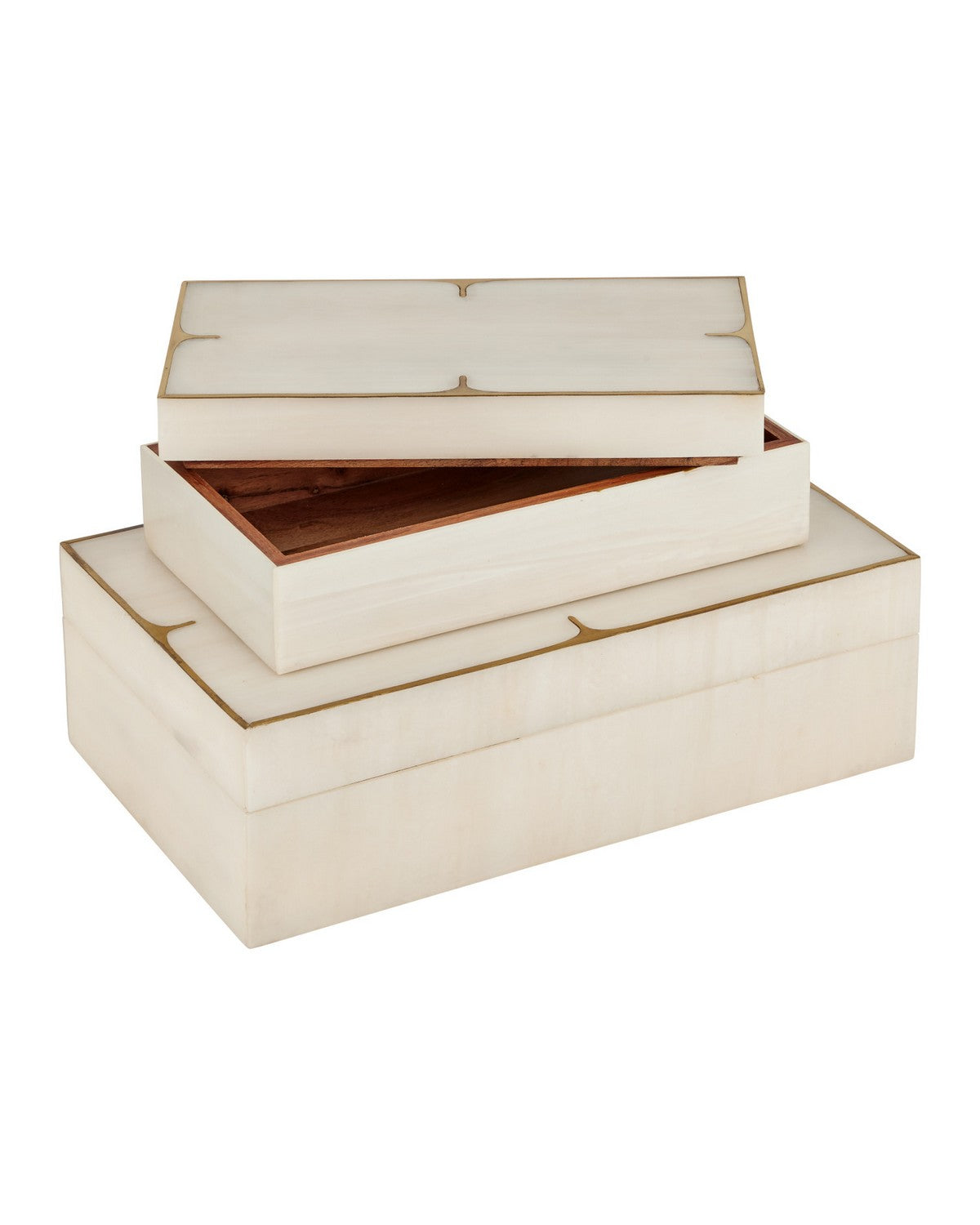 Currey and Company - 1200-1123 - Box Set of 2 - Orin - Ivory / Brushed Brass