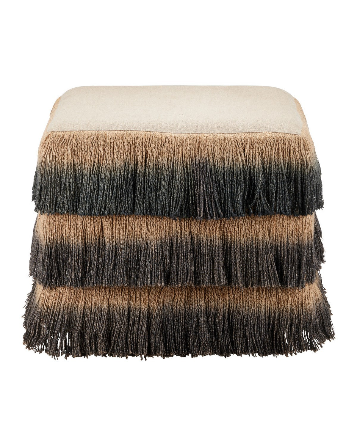Currey and Company - 7000-1312 - Ottoman - Jute - Black / Beige