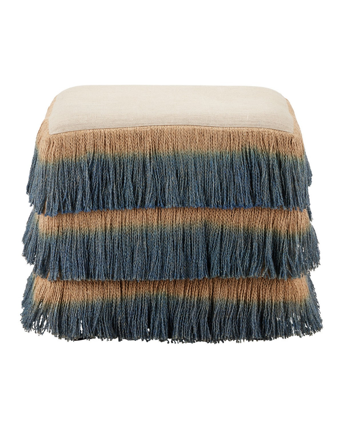 Currey and Company - 7000-1322 - Ottoman - Jute - Indigo / Beige