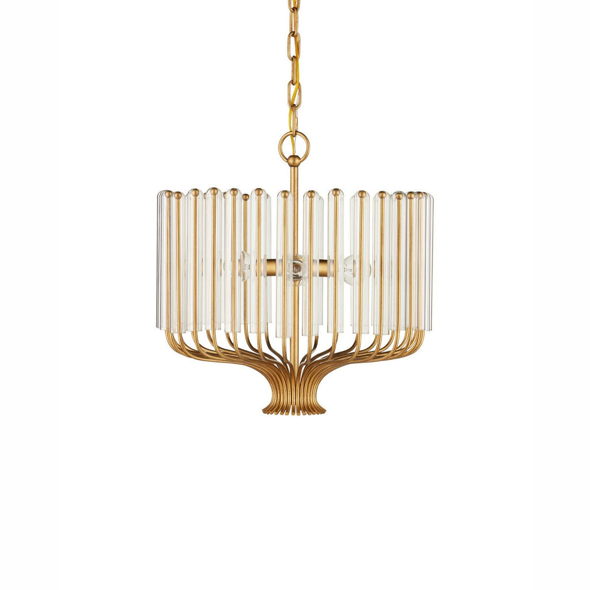 Currey and Company - 9000-1484 - Three Light Chandelier - Faraday - Brushed Brass / Clear