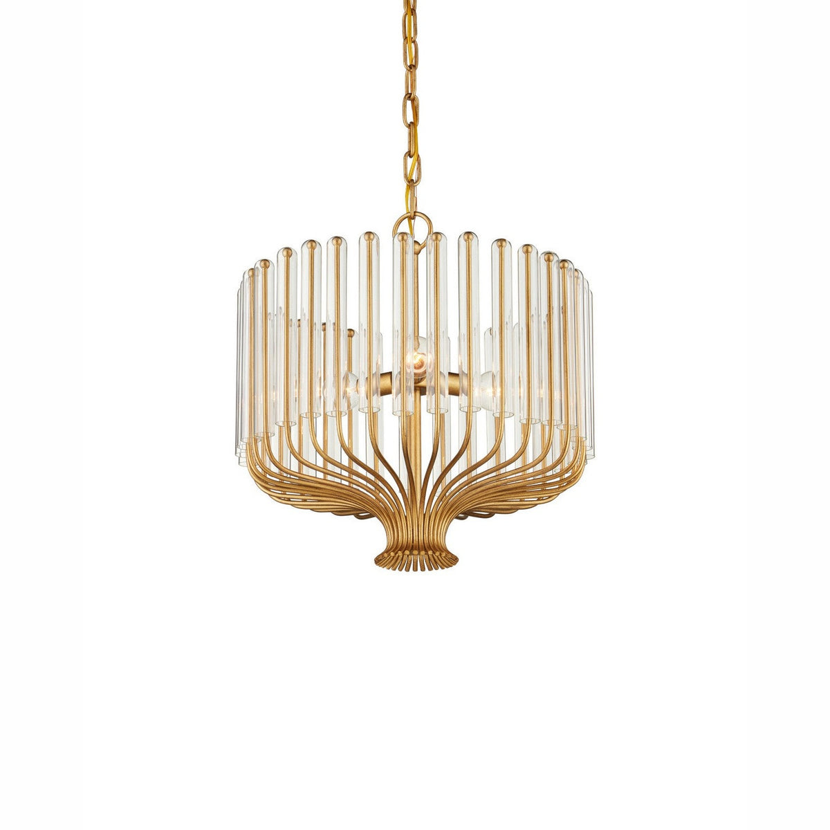 Currey and Company - 9000-1484 - Three Light Chandelier - Faraday - Brushed Brass / Clear